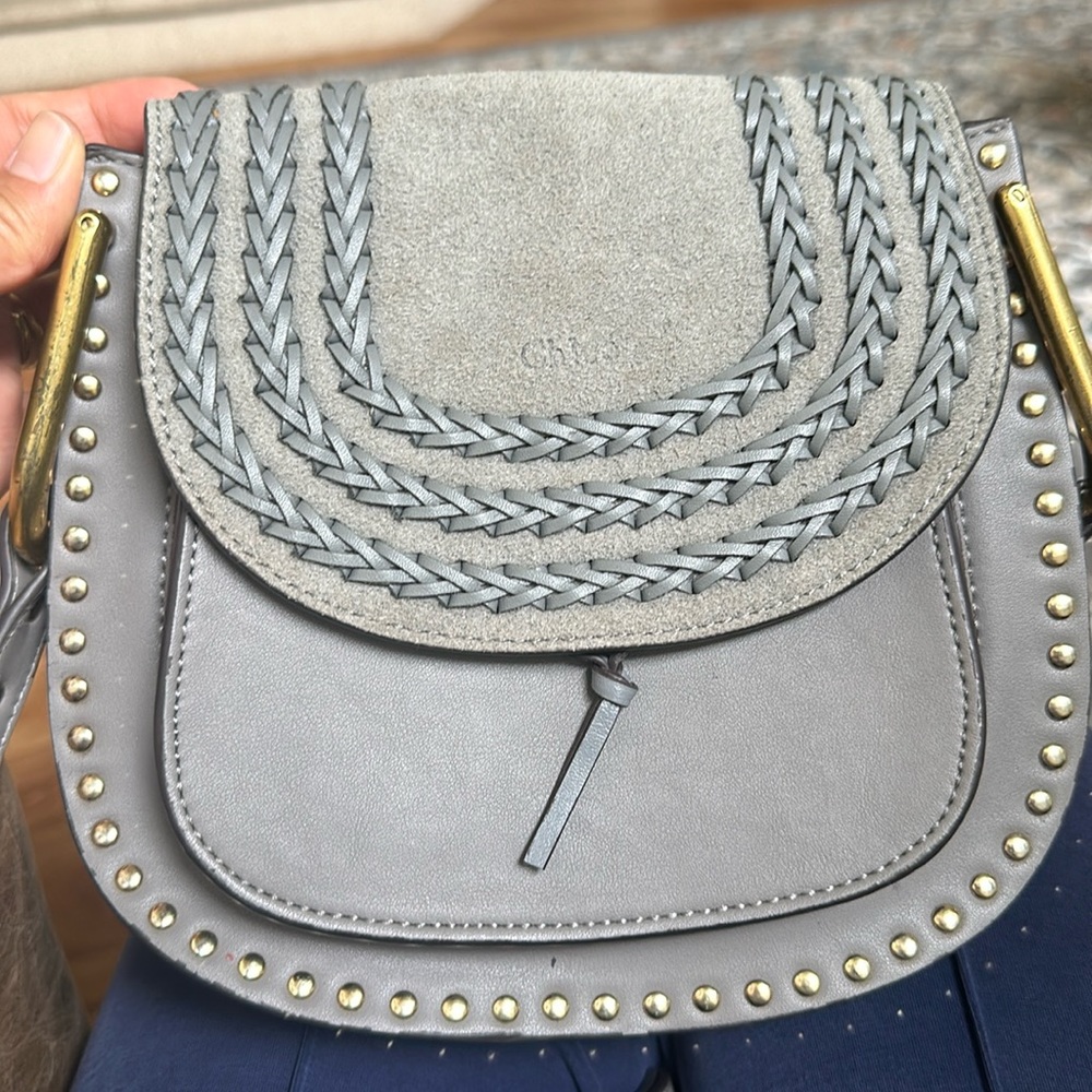 Chloe Hudson Genuine Grey Suede/leather Bohemian Designer Luxury Tasseled Bag